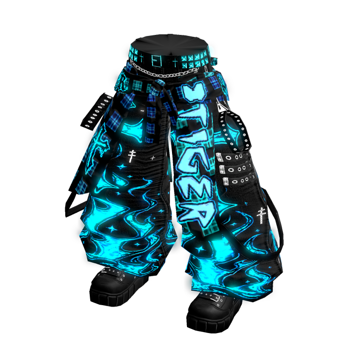 🔆 Blue and Black Cyber Baggy Jeans [Emissive]