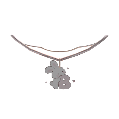 cute b pink bunny initial necklace 1.0