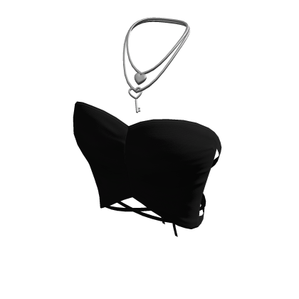 Black Crop Top w/ Silver Necklace