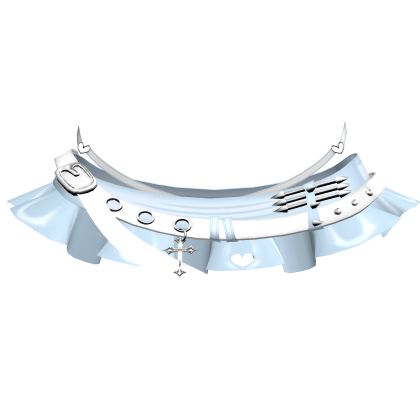 White Gothic Punk Belt Blue Ruffle Mini Skirt