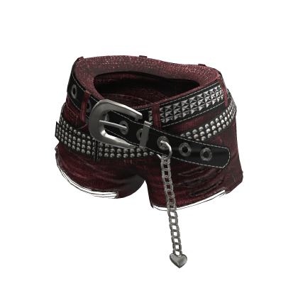 💗Y2K DENIM RIPPED SHORTS WITH BELTS_RED