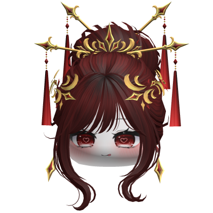 Elegant Traditional Empress Bun (Dark Red)