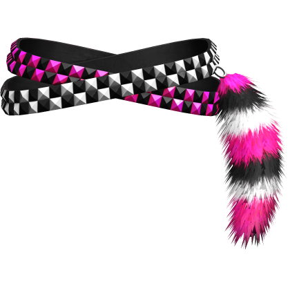 Pink Studded Scene Double Belt Fur Keychain Right