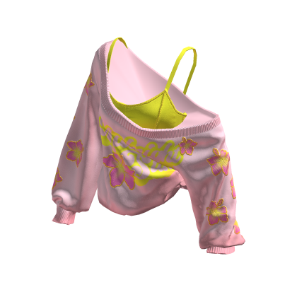 Cozy Baggy Midnight Sun Sweater Pink&Yellow thumbnail