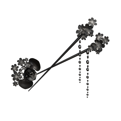 Harajuku Gyaru McBling Floral Chopsticks in Black