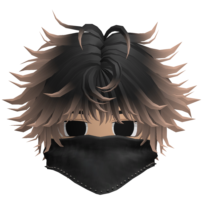 Fluffy Emo Boy Hair w Black Mask (Black/Blonde)