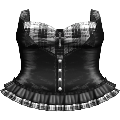 Emo Gothic Plaid Button Up Dress in Black White