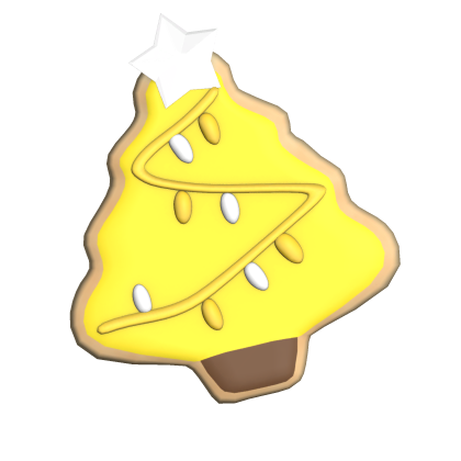 yellow christmas tree sugar cookie