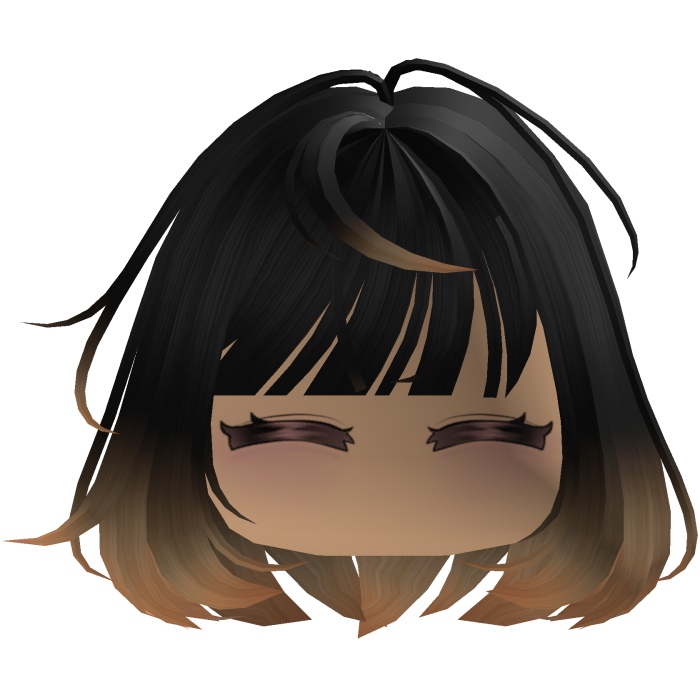 Cute emo y2k hair fluffy (black orange)
