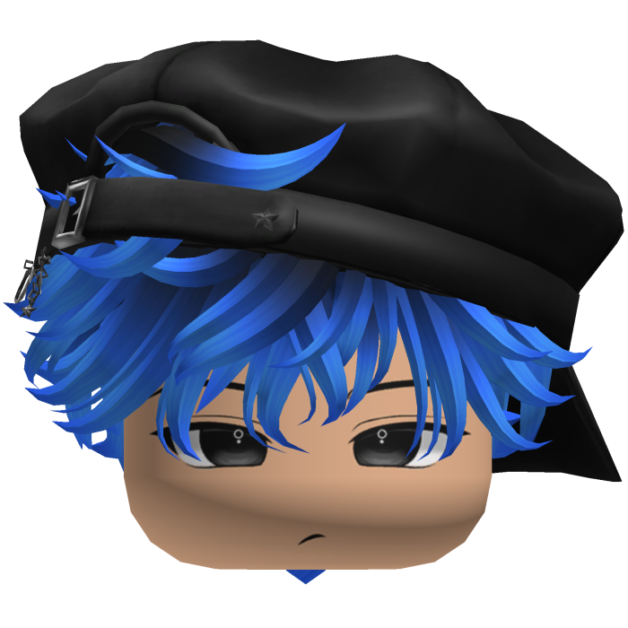 Cute Boy black blue hair with a cap Y2K