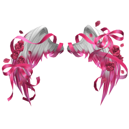 🎀 Rose Petal Angel Wings Ribbons Bows White Pink