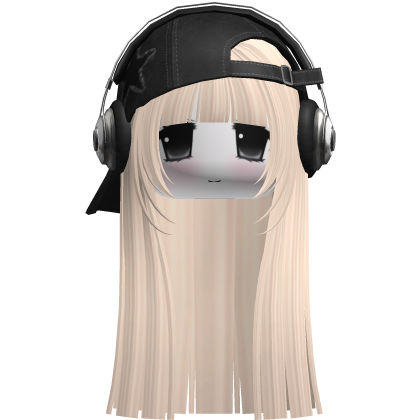 Moe Girl Long Hair w Grunge Cap + Headphones Beige Roblox item