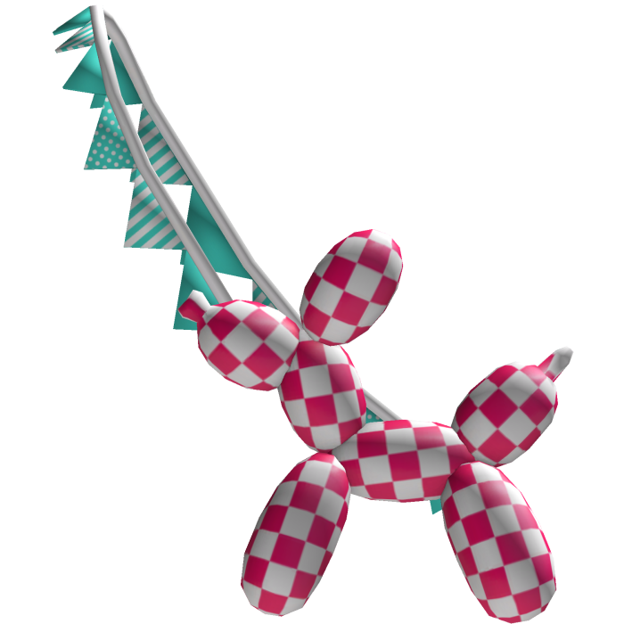 ☆ checkered pink balloon dog & teal pennant banner