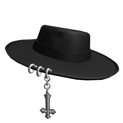 [V1] Black Pierced Wide Brim Hat Roblox item