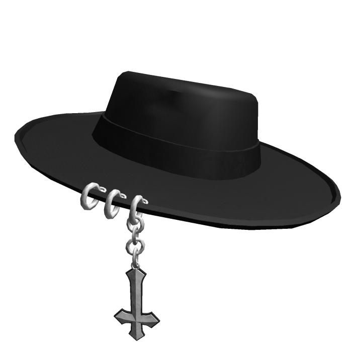 [V1] Black Pierced Wide Brim Hat