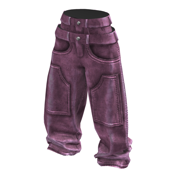 Pink Baggy Washed Grunge Double Waist Jeans