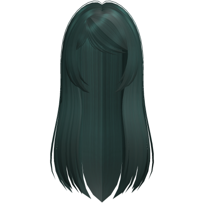cute anime long straight hair in dark green Roblox item