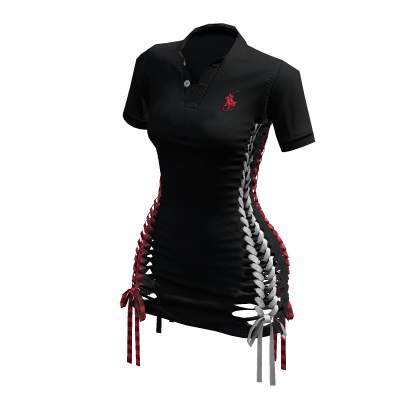 Braided Cutout Polo Dress (Navy)