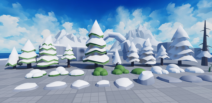 Low-Poly Roblox Winter Cartoony Nature Assets Pack preview 3