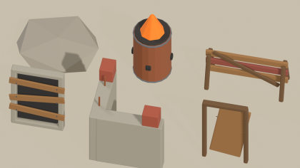 Low Poly Post Apocalyptic Wasteland Props Pack x55 preview 2