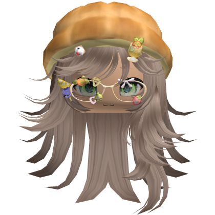♡ Igari Spiky Long Hair W/Bread Hat (Milktea)