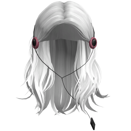 White long hair with headphone