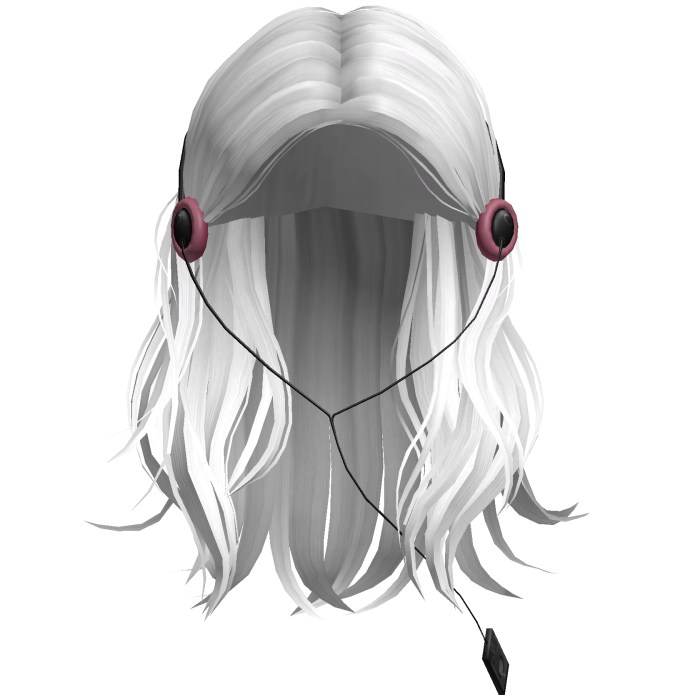 White long hair with headphone