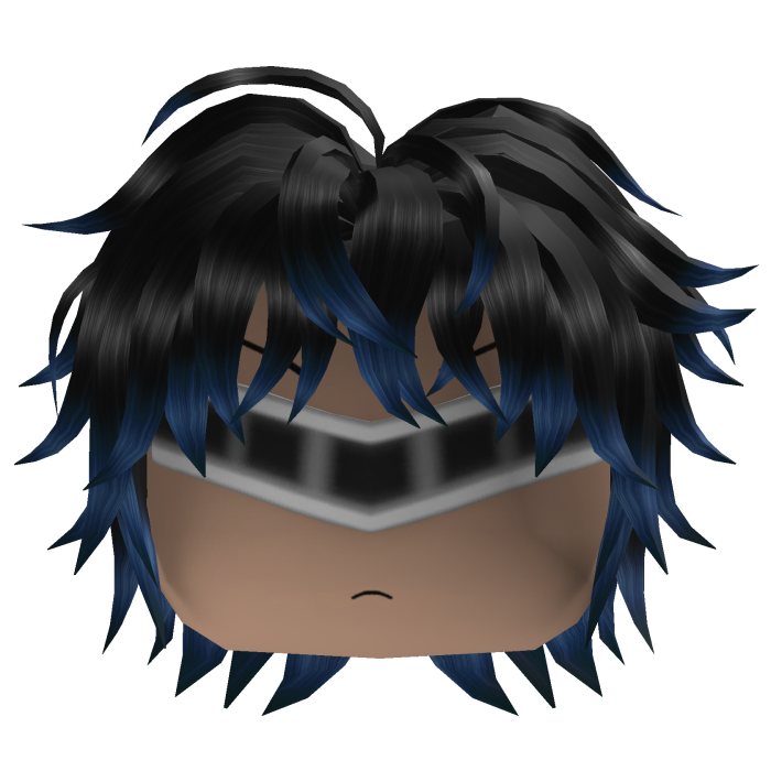 Messy Anime Hair w/ Visor (Black/Blue)