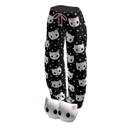Black Kitty Pjs w/ Slippers