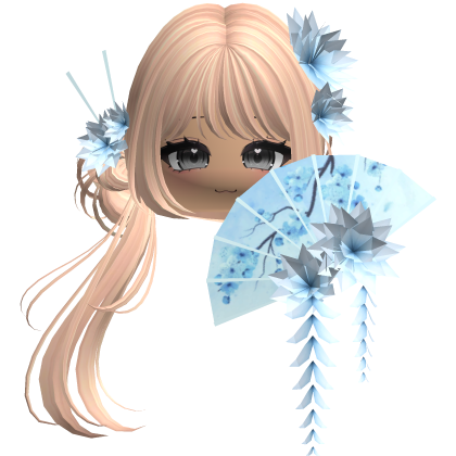 Side Ponytail w/ Cherry Blossoms & Fan