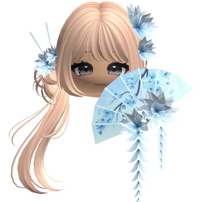 Side Ponytail w/ Cherry Blossoms & Fan
