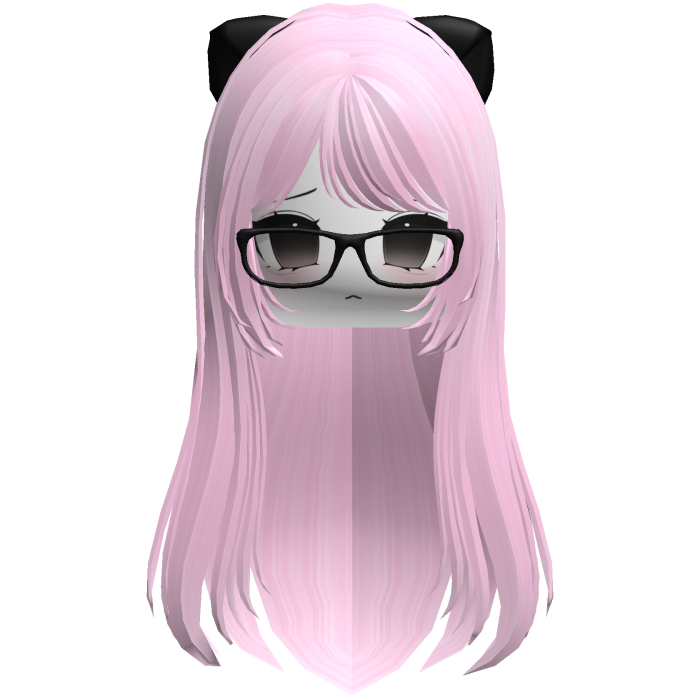 Cute anime pink hair moe face glasses