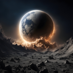 Moon Crashing Into Earth Simulation