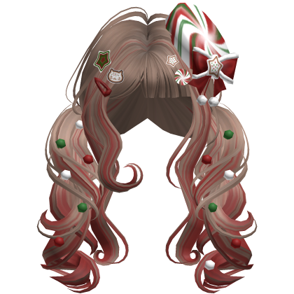 ♡ Christmas Peppermint Pigtails (Brown & Red)