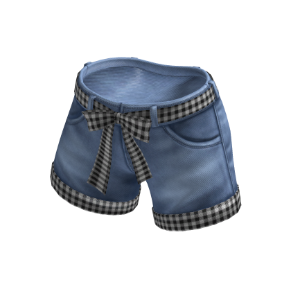 ✨Bow Belt Folded Shorts / Black Gingham