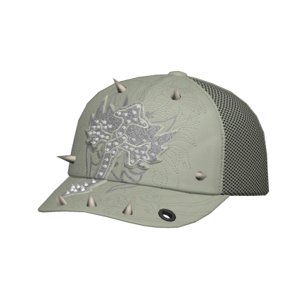 Olive Green Studded Cross Cap