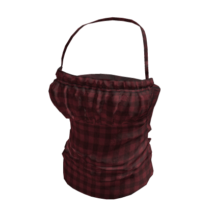 Ruched Halter Top_TOP552_plaid red y2k thumbnail