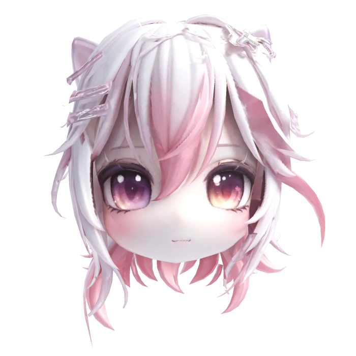 anime chibi girl head with cat ear Sakura Pink