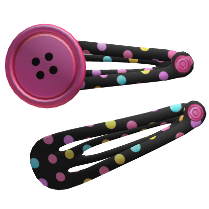 Polka Dot Button Hairclips [Confetti & Black] Roblox item