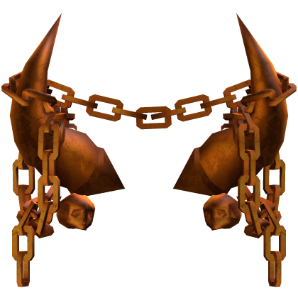 Halloween Orange Gothic Skull Chained Horns 