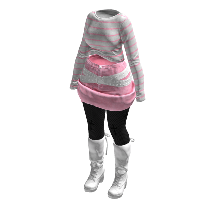 Dark Y2K Striped Sweater Gothic Tights (WhitePink)