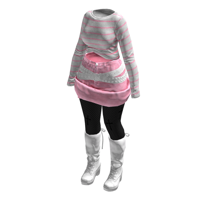 Dark Y2K Striped Sweater Gothic Tights (WhitePink)