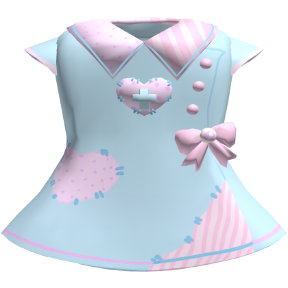 ♡ baby blue patchwork nurse doll dress