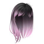 horror game protagonist girl hair in black to pink