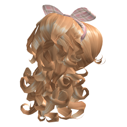 Margot's Coquette Curly Ponytail [pink bow] Roblox item