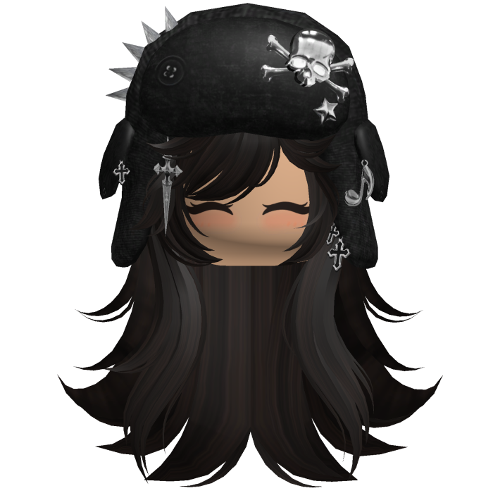 Black Emo Messy Punk Hair W Black Spiked Ushanka 