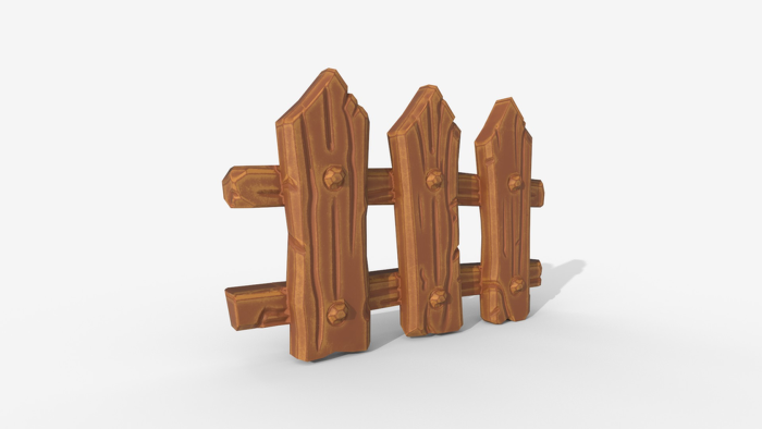 Stylized Wooden Fence - Low Poly Hand Painted Game preview 3