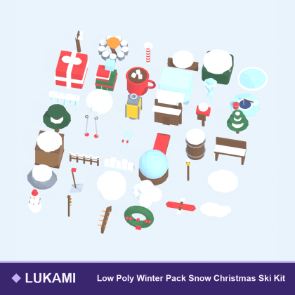 Low Poly Winter Pack Snow Christmas Ski Kit