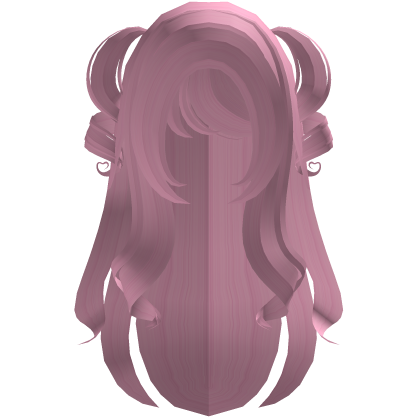 sweet cute pink long wavy hair w twin pigtails