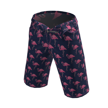 BB Blue Denim Flamingo Cargo Urban Long Shorts thumbnail